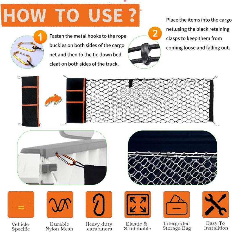 Yinnianets Envelope Style Truck Bed Cargo Net Compatible with 2005-2025 Toyota Tacoma,Highly Elastic Truck Cargo Net for Tacoma Accessories (Upgraded Storage Bag) - Image 5
